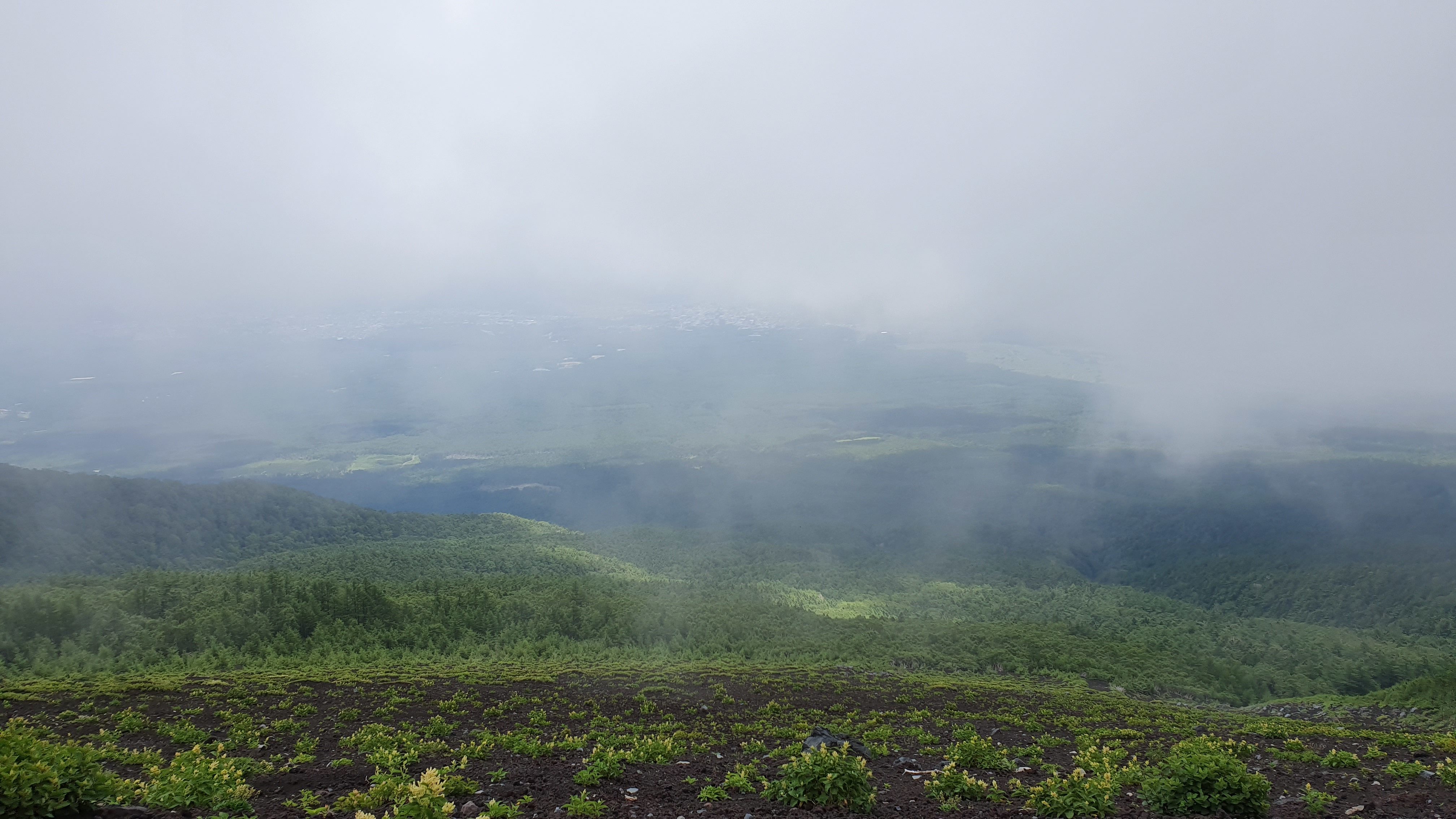 Cloudy views when climbing Mt Fuji