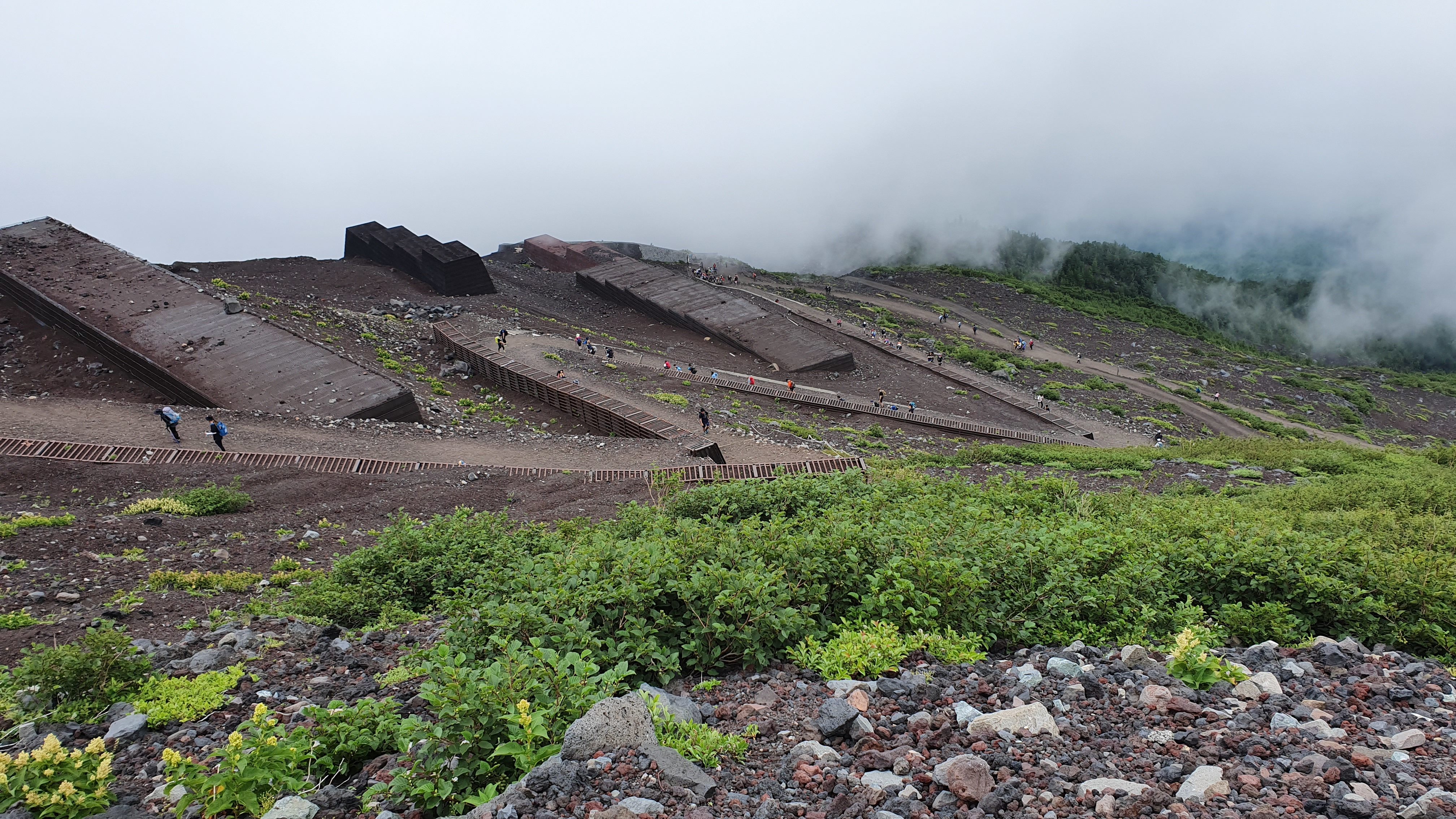 People climbing Mt Fuji