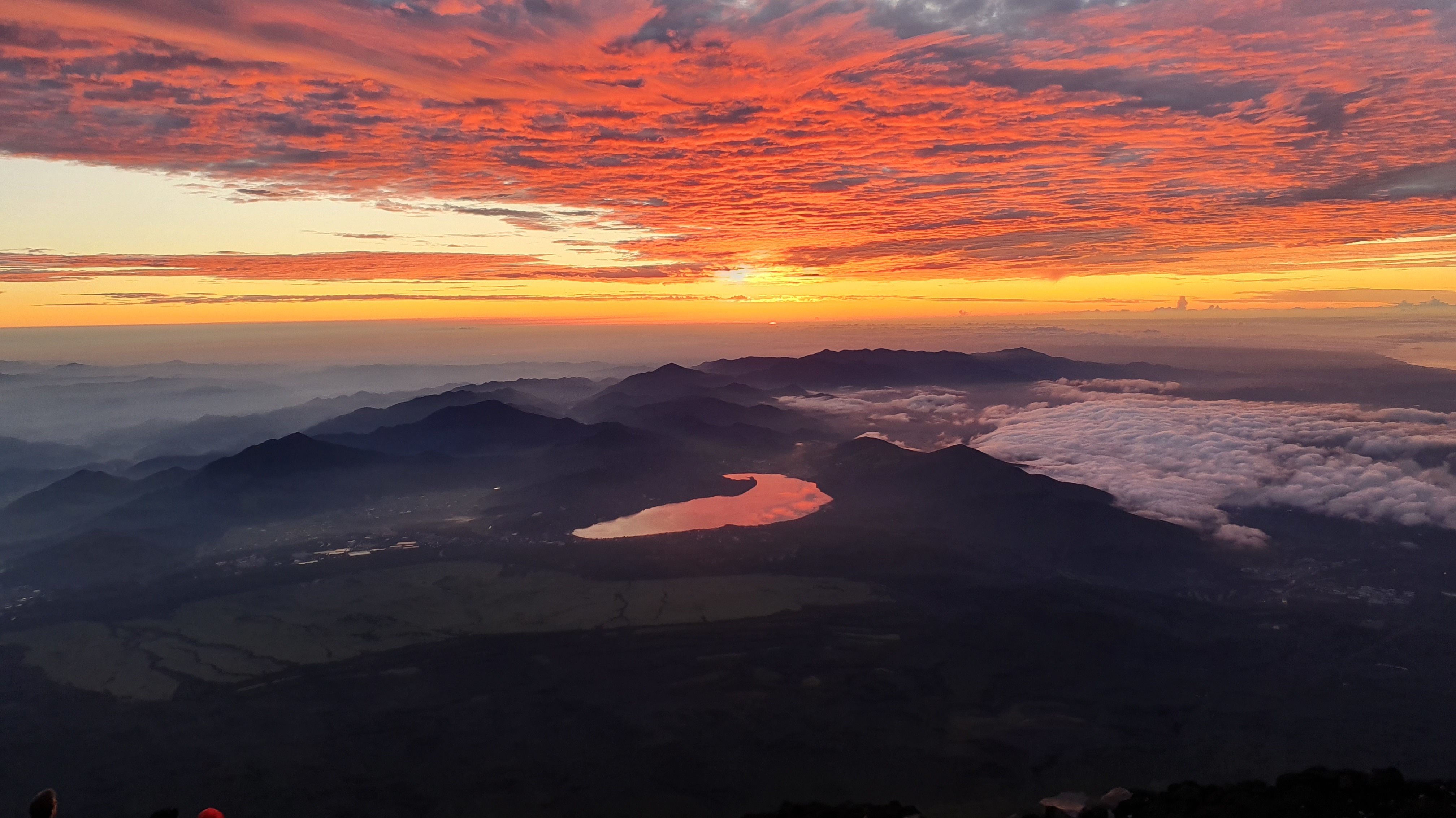 Sunrise over mountains from Mt Fuji