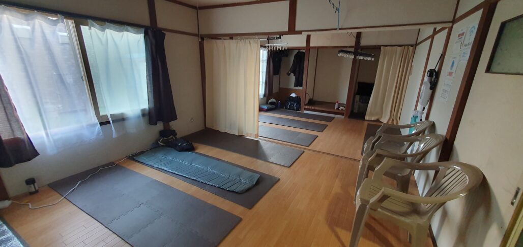 A rider house in Japan with a sleeping pad.